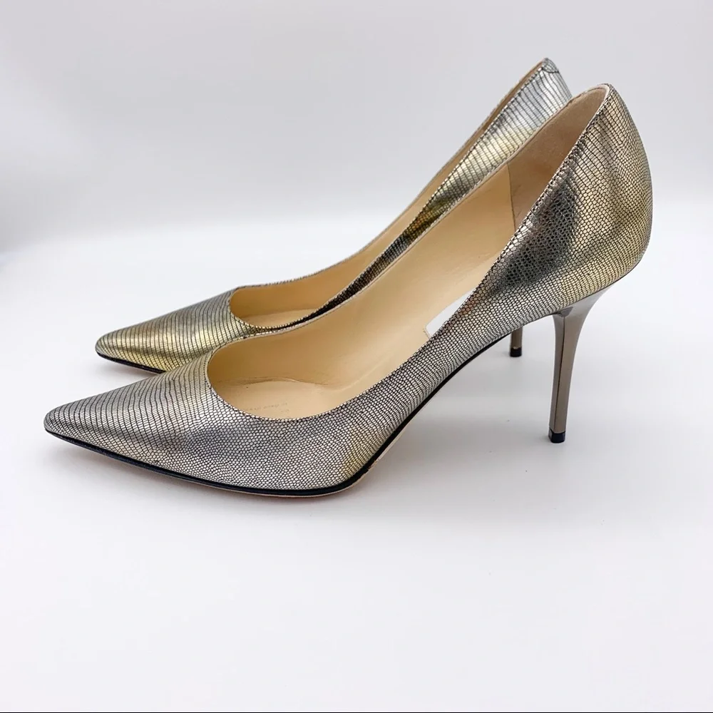 Jimmy Choo Agnes Metallic Leather Pumps